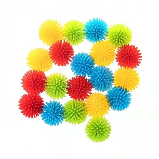 100 Spiky Ball Play Soft Spiked Toy Balls Mixed 30mm - Click Image to Close
