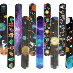 48Pcs Outerspace Reflective Magic Ruler Slap Band Bracelets