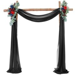(image for) 1Pc Black Wedding Arch Chiffon Backdrop Curtain Drape Background