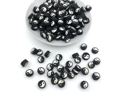 (image for) 200Pcs Yin Yang Tai Chi Polymer Clay Spacer Loose Beads 10mm