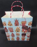 12X House Pattern Paper Gift Bag 33x26.5x14cm