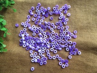 (image for) 500g Purple & White Barrel Pony Beads Loose Bead 8mm