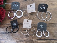 (image for) 12Pairs Fashion Simple Metal Hoop Earrings Assorted