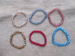 (image for) 6Pcs Elastic 10mm Crystal?Glass Beaded Bracelet Mixed Color