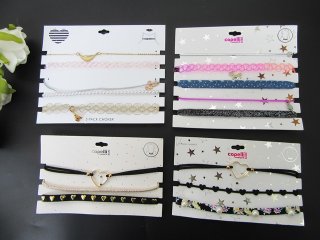 12Sheets Choker Necklace Plastic PU Leather Lace Necklace