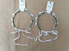 (image for) 1Packet X 2Pcs White Color Forehead Garland Hair Band Headwear