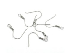 (image for) 1000Pcs Nickel Color Ear Wire Hooks W/Bead Coil