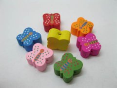 (image for) 200Pcs Butterfly Wooden Beads Mixed Color 14mm
