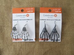 12Pcs (6prs) Vintage Gothic Skeleton Earrings Party Pretend Play