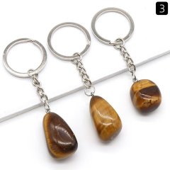 (image for) 6Pcs Natural Gemstone Stone Keyring Decorative Keychains Assorted