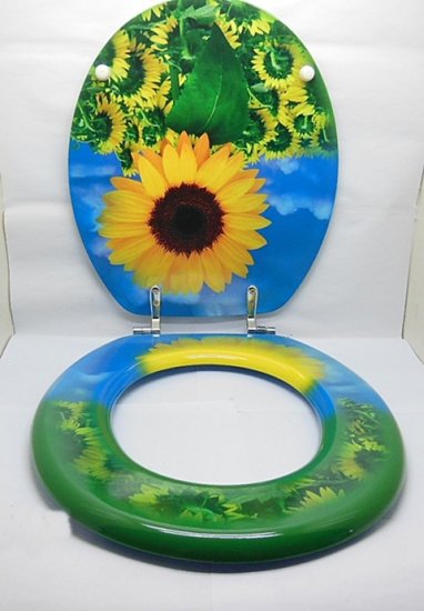 1X New Sunflower Toilet Seat & Cover - Click Image to Close
