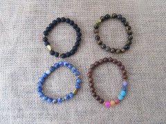 12Pcs Elastic Gemstone Beaded Bracelets Assorted