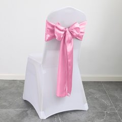 10Pcs PINK Satin Sashes Chair Wider Bow Wedding Venue Banquet (image for) 10Pcs PINK Satin Sashes Chair Wider Bow Wedding Venue Banquet