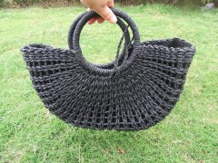 (image for) 1Pc Black Handmade Weaved Handbag Tote Bag Women's Handbags