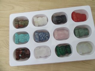 (image for) 12Pcs 2 Inch Owl Gemstone Statue Healing Crystal Animals