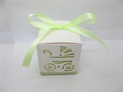 (image for) 50 Baby Carriage Cutout Bomboniere Gifts Boxes Light Green