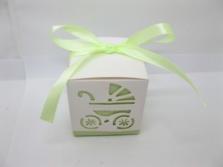 50 Baby Carriage Cutout Bomboniere Gifts Boxes Light Green (image for) 50 Baby Carriage Cutout Bomboniere Gifts Boxes Light Green