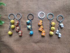 (image for) 12Pcs Smile Face Monkey Etc Bell Key Chain Key Rings