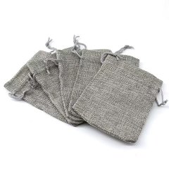(image for) 50 Grey Hemp Drawstring Jewelry Gift Pouches 9x7cm