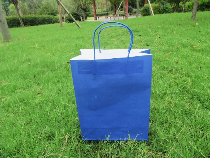 20Pcs Kraft Paper Gift Carry Shopping Bag 31x24x11cm Blue - Click Image to Close