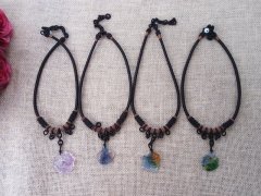 (image for) 6Pcs Handmade Knitted Necklace with Coloured Glaze Pendants