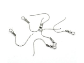 1000Pcs Nickel Color Ear Wire Hooks W/Bead Coil