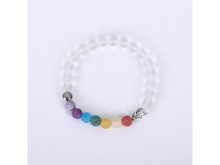 12Pcs Healing Bead Yoga Bracelet 7 Gemstone Chakra Lava Rock