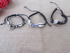 50Pcs Drawsting Black Natural Shells Bracelets Wholesale