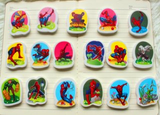 45 Novelty Spiderman Erasers 48x40mm Mixed