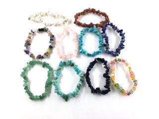 10Pcs Gemstone Chips Beaded Bracelet 10 Designs