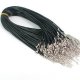 100 Black Waxen Strings With Connector For Necklace 1.5mm Dia