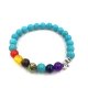 12Pcs Healing Blue Turo Bead Yoga Bracelet 7 Gemstone Chakra