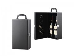 Black PU Leather Vintage Wine Champagne Bottle Holder Gift Case
