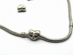 10 Metal Love Heart Thread European Beads ac-sp558 10 Metal Love Heart Thread European Beads ac-sp558