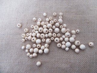 260Grams Wooden Round Beads 8-12mm Dia. Mixed