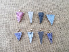 10Pcs Triangle Unground Gemstone Nugget Charm Pendant Necklace 10Pcs Triangle Unground Gemstone Nugget Charm Pendant Necklace