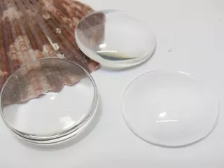 25Pcs Clear Round Glass Magnifying Cabochon Tiles 40mm Beads