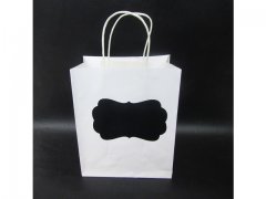 6Pcs Medium Kraft Paper White Retro Paper Craft Gift Bag w/Black 6Pcs Medium Kraft Paper White Retro Paper Craft Gift Bag w/Black