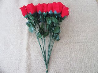 20Pcs New Red Artificial Gift Rose Flower