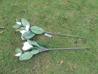 12X Artificial Fake Flowers Leaf Magnolia Floral Home Bouquet De