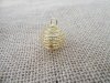 50Pcs Golden Color Spiral Bead Cages Pendants Findings 28x20mm