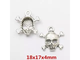100Pcs Skull Beads Pendants Charms Jewelry Finding 18x17x4mm