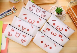 10 Lovely Expression Pencil Case Zipper Bag Mixed