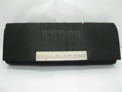 1Pc Black Satin Evening Handbag Wedding Clutch Bag w/Rhinestone