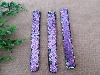 30Pcs Purple Sequin Color Changed Magic Ruler Slap Band Bracelet