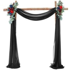 1Pc Black Wedding Arch Chiffon Backdrop Curtain Drapes Backgroun