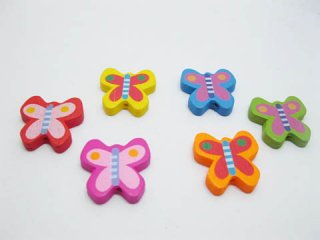 200 Cute Butterfly Wooden Bead Mixed Color Bulk