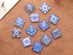 100Pcs Square Cube Various Design Cabochon Tiles Beads 15mm Dia 100Pcs Square Cube Various Design Cabochon Tiles Beads 15mm Dia