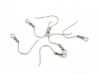 1000Pcs Nickel Color Ear Wire Hooks W/Bead Coil