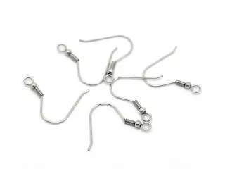 1000Pcs Nickel Color Ear Wire Hooks W/Bead Coil
